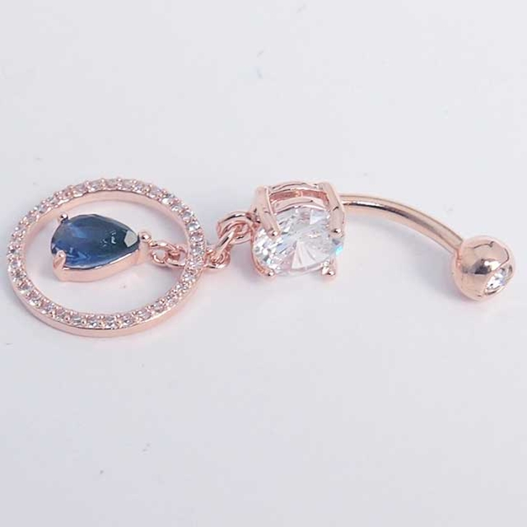 ヘソピアス CZパヴェ サークルウィズティアドロップ バナナバーベル 14G | ピアス専門店HOMESLICEPRODUCTIONS | 詳細画像5 