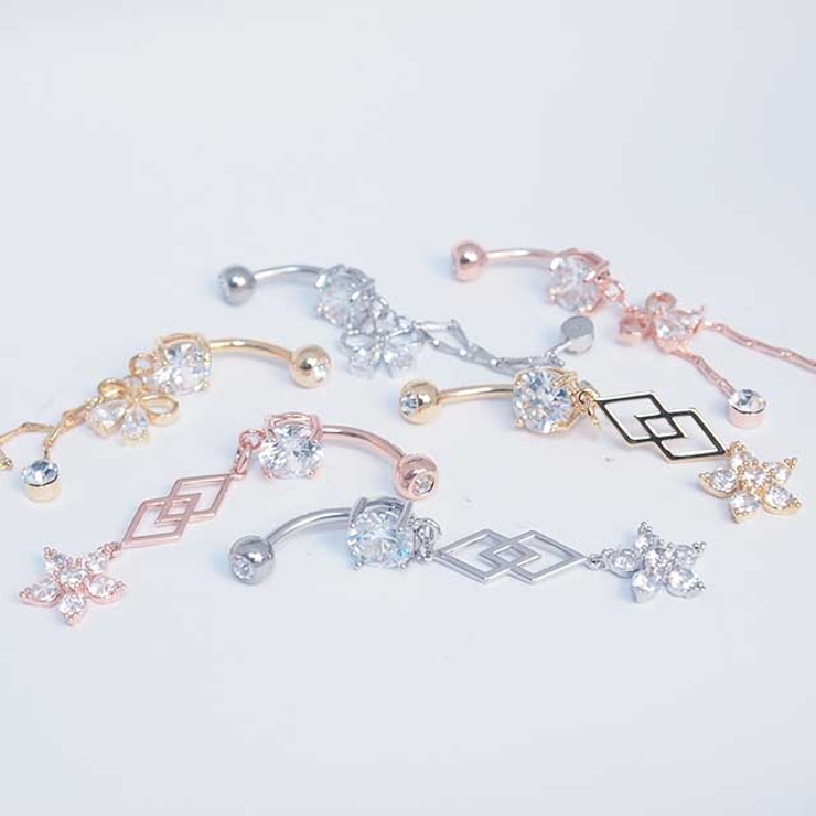 CZ リボン＆フラワーダングル バナナバーベル 14G | ピアス専門店HOMESLICEPRODUCTIONS | 詳細画像9 