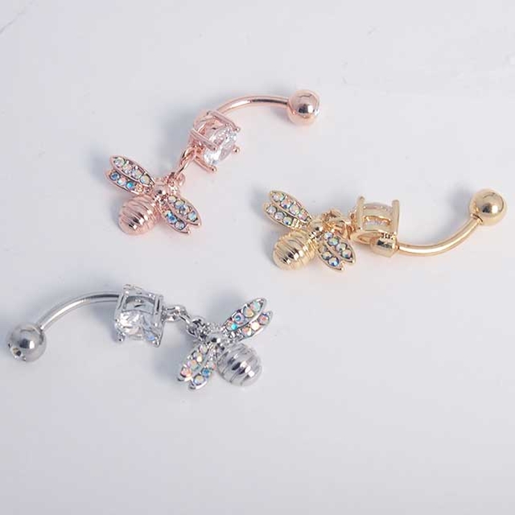 ヘソピアス CZジュエル ハチ＆フクロウダングル バナナバーベル 14G | ピアス専門店HOMESLICEPRODUCTIONS | 詳細画像10 