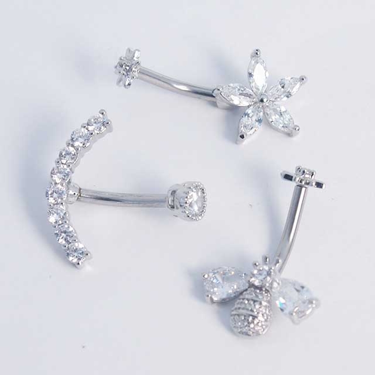 ヘソピアス CZ ジュエルチャーム インターナルバナナバーベル 14G | ピアス専門店HOMESLICEPRODUCTIONS | 詳細画像10 