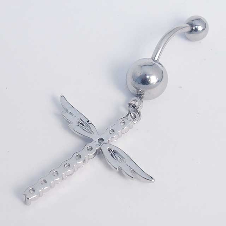 ヘソピアス CZパヴェ クロスウィングダングル バナナバーベル 14G | ピアス専門店HOMESLICEPRODUCTIONS | 詳細画像6 