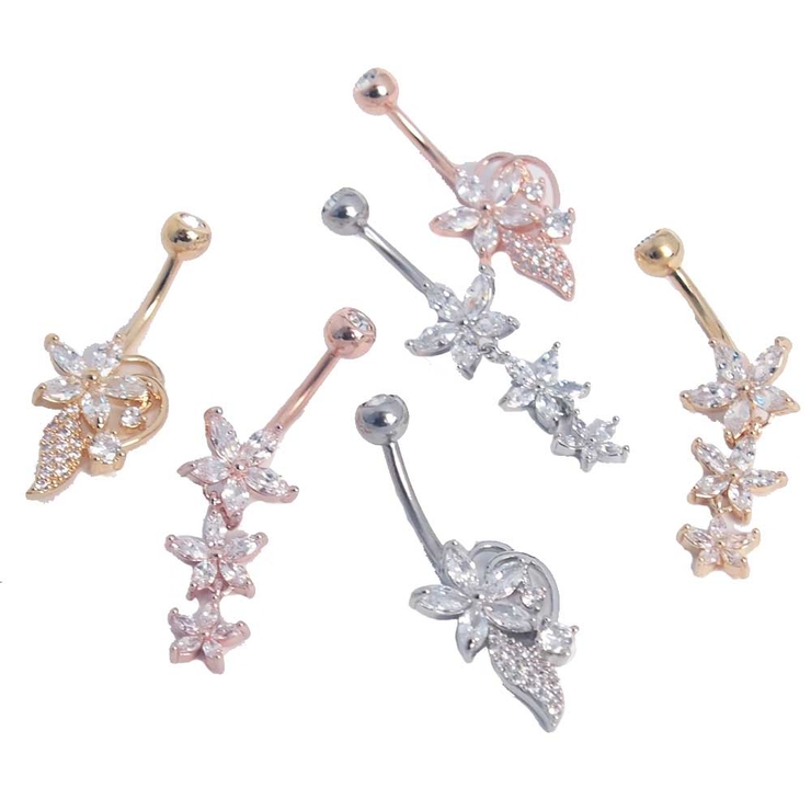 ヘソピアス CZ マーキーズジュエル フラワー バナナバーベル 14G | ピアス専門店HOMESLICEPRODUCTIONS | 詳細画像1 