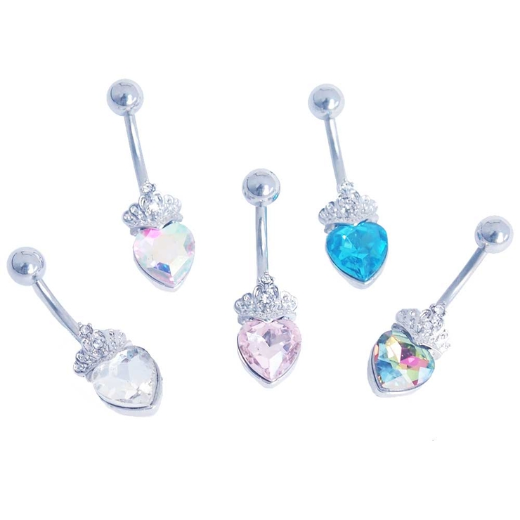 ヘソピアス 14G ハートクリスタル＆ティアラ | ピアス専門店HOMESLICEPRODUCTIONS | 詳細画像1 