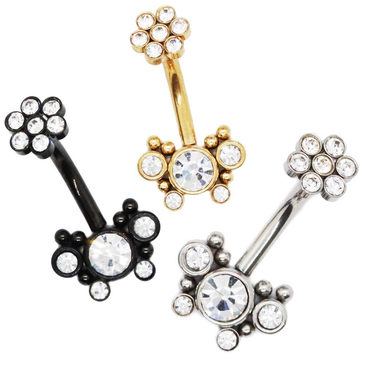 ヘソピアス 14G 5CZバタフライ＆ボールクラスター | ピアス専門店HOMESLICEPRODUCTIONS | 詳細画像1 