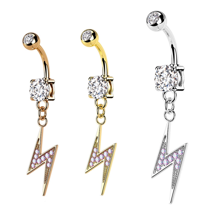 ヘソピアス 14G ライトニングボルト | ピアス専門店HOMESLICEPRODUCTIONS | 詳細画像1 