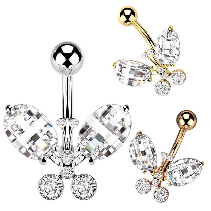 ヘソピアス 14G クリスタルバタフライ | ピアス専門店HOMESLICEPRODUCTIONS | 詳細画像1 