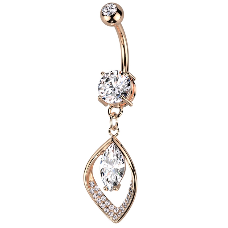 ピンクゴールド | ヘソピアス 14G リーフ | ピアス専門店HOMESLICEPRODUCTIONS