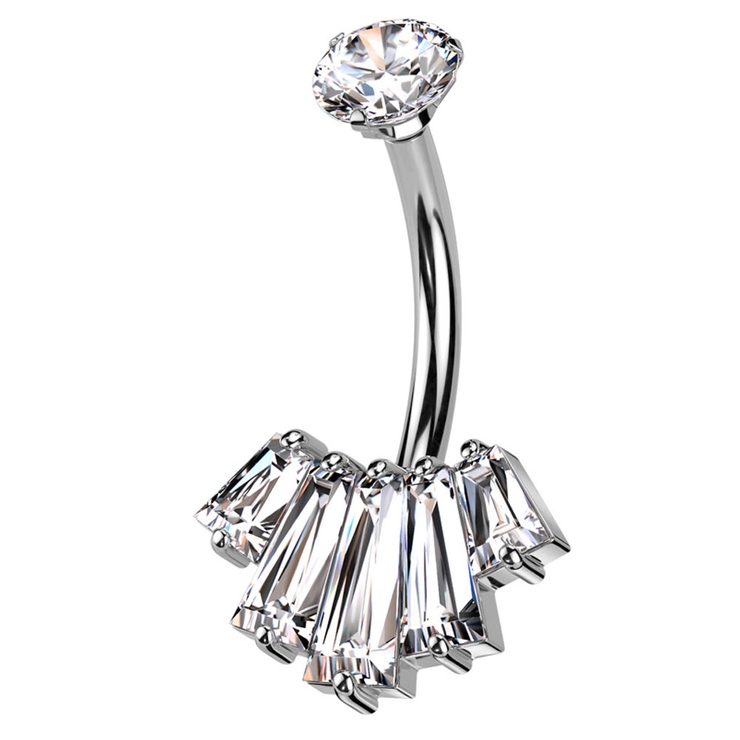 シルバー×クリア | ヘソピアス 14G ジュエル | ピアス専門店HOMESLICEPRODUCTIONS