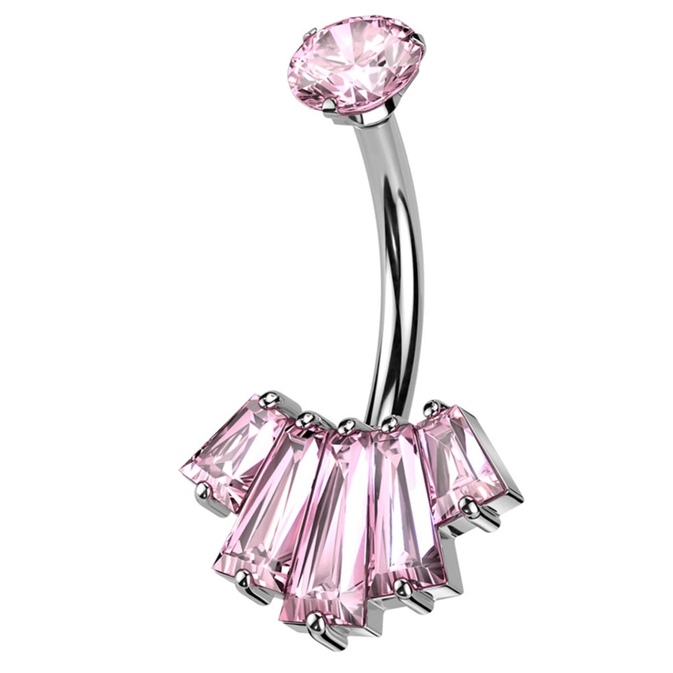 シルバー×ピンク | ヘソピアス 14G ジュエル | ピアス専門店HOMESLICEPRODUCTIONS