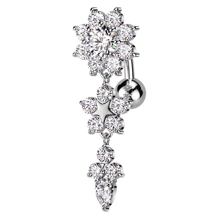 シルバー | ヘソピアス 14G 花 | ピアス専門店HOMESLICEPRODUCTIONS