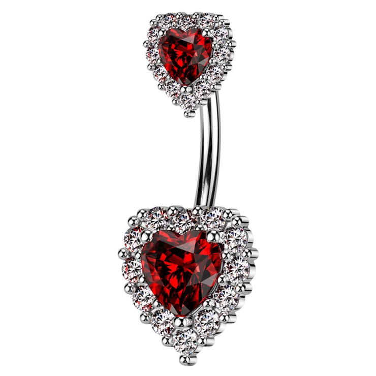 シルバー×レッド | ヘソピアス 14G ゴージャス | ピアス専門店HOMESLICEPRODUCTIONS