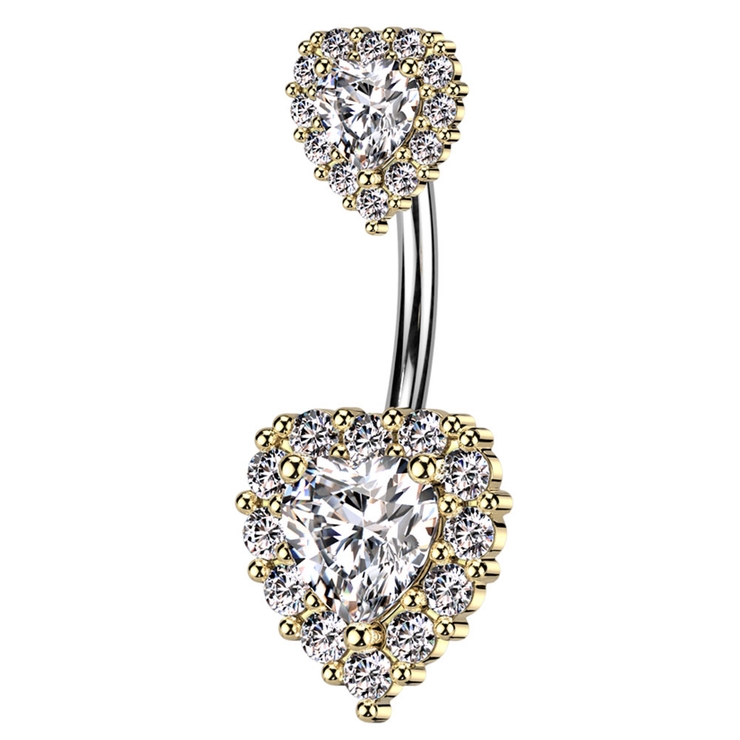 ゴールド×クリア | ヘソピアス 14G ゴージャス | ピアス専門店HOMESLICEPRODUCTIONS