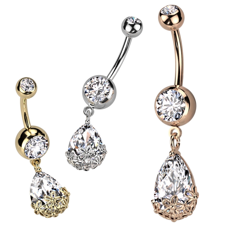 ヘソピアス 14G フローラル | ピアス専門店HOMESLICEPRODUCTIONS | 詳細画像1 