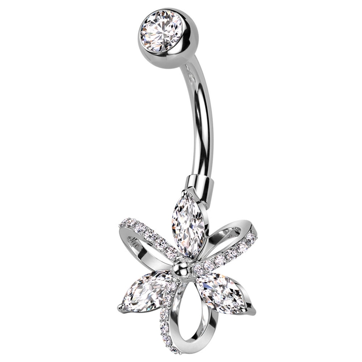 シルバー | ヘソピアス 14G フラワー | ピアス専門店HOMESLICEPRODUCTIONS
