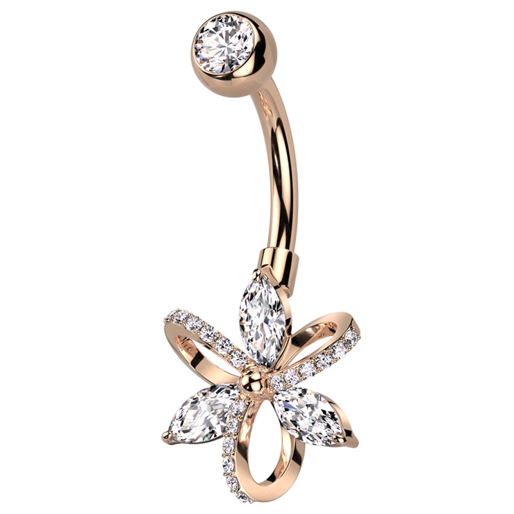 ピンクゴールド | ヘソピアス 14G フラワー | ピアス専門店HOMESLICEPRODUCTIONS