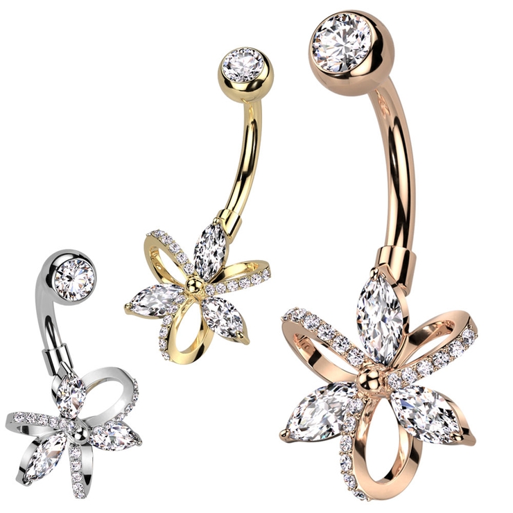 ヘソピアス 14G フラワー | ピアス専門店HOMESLICEPRODUCTIONS | 詳細画像1 