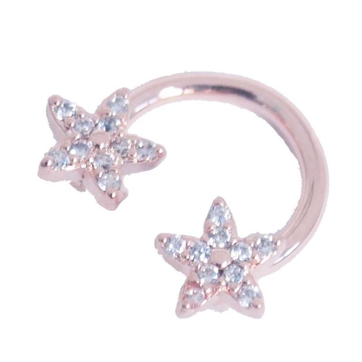 ピンクゴールド×クリア | ボディピアス CZ フラワートップ | ピアス専門店HOMESLICEPRODUCTIONS