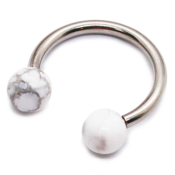 ホワイトハウライト | ボディピアス ストーン ステンレス | ピアス専門店HOMESLICEPRODUCTIONS