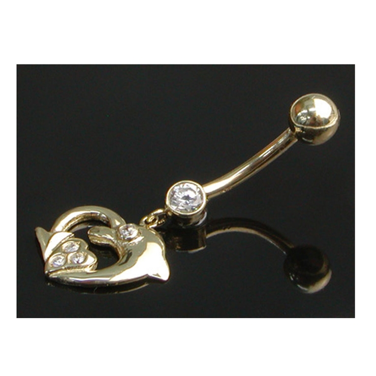 14K ドルフィンハート バナナバーベル【ボディピアス | ピアス専門店HOMESLICEPRODUCTIONS | 詳細画像1 