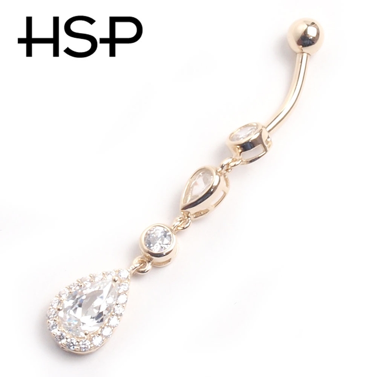 14K ティアドロップ＆ラウンドジュエル バナナバーベル | ピアス専門店HOMESLICEPRODUCTIONS | 詳細画像2 