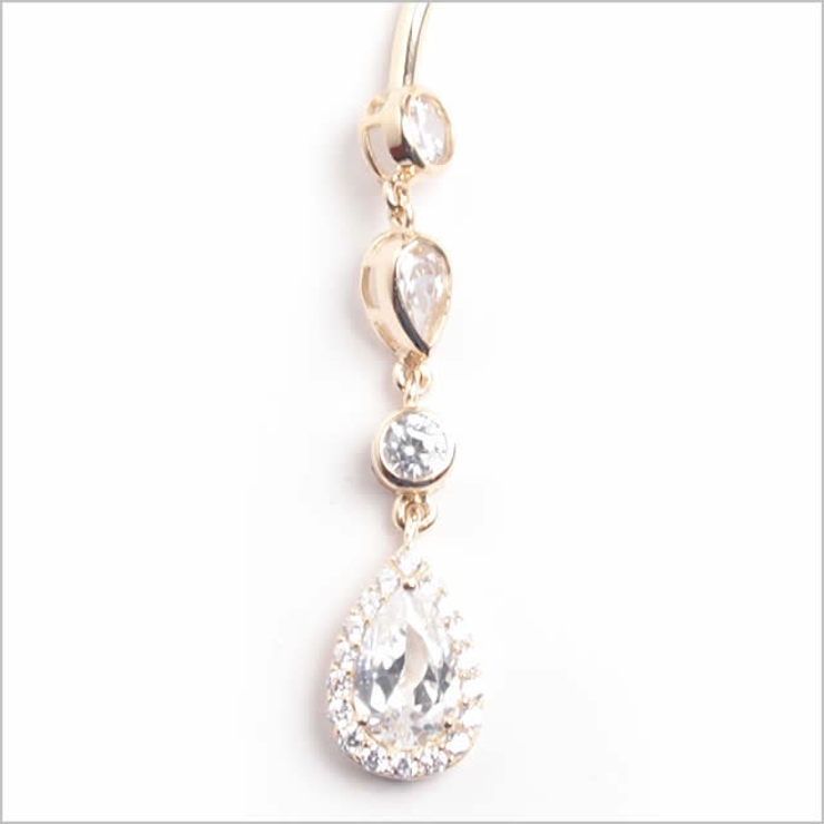 14K ティアドロップ＆ラウンドジュエル バナナバーベル | ピアス専門店HOMESLICEPRODUCTIONS | 詳細画像3 