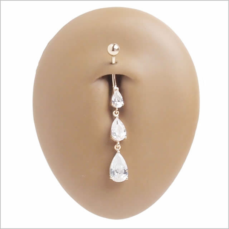 14K 3連ティアドロップジュエル バナナバーベル | ピアス専門店HOMESLICEPRODUCTIONS | 詳細画像4 