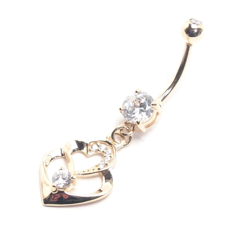 14K 14G ダブルハートダングル | ピアス専門店HOMESLICEPRODUCTIONS | 詳細画像1 