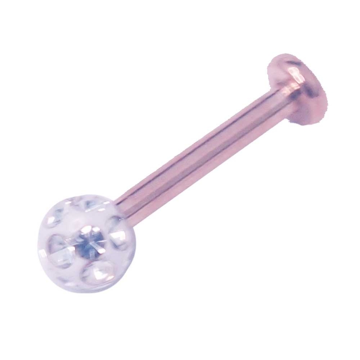 ピンクゴールド×クリア | ボディピアス エポキシクリスタルパヴェボール インターナル | ピアス専門店HOMESLICEPRODUCTIONS