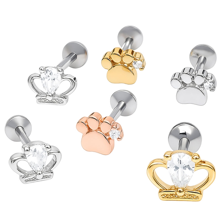 ボディピアス CZ クラウン＆パウ | ピアス専門店HOMESLICEPRODUCTIONS | 詳細画像1 