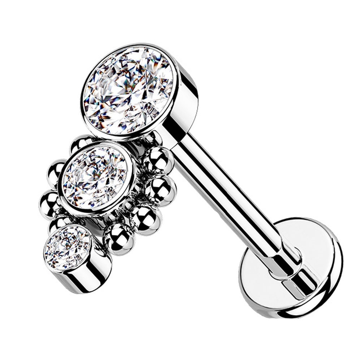 シルバー | ボディピアス 16G トリプルジュエル | ピアス専門店HOMESLICEPRODUCTIONS