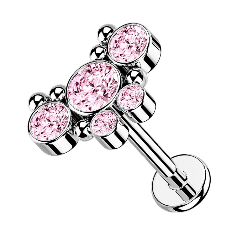 シルバー×ピンク | ボディピアス 16G 5ジュエル | ピアス専門店HOMESLICEPRODUCTIONS