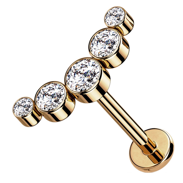 ピンクゴールド×クリア | ボディピアス 16G 5ラウンドジュエル | ピアス専門店HOMESLICEPRODUCTIONS