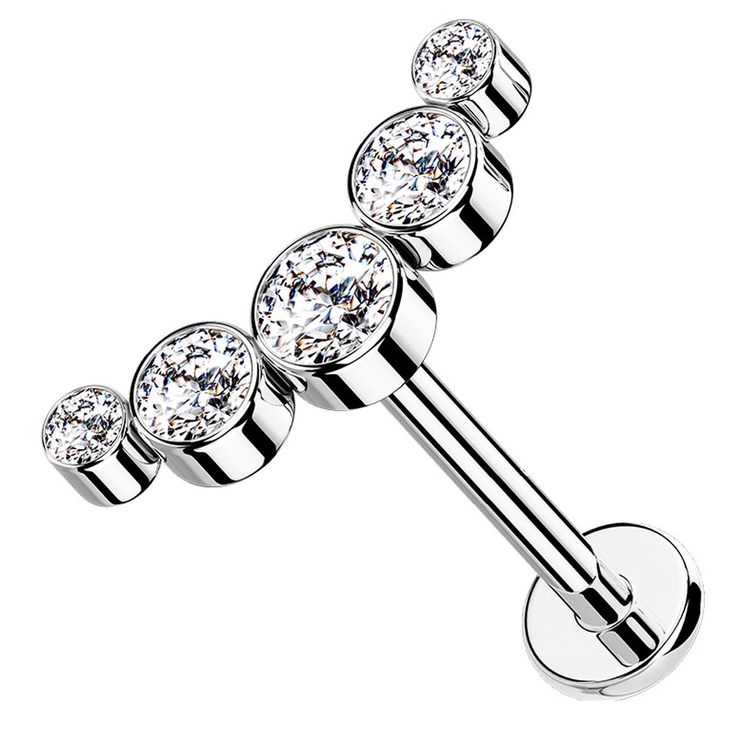 シルバー×クリア | ボディピアス 16G 5ラウンドジュエル | ピアス専門店HOMESLICEPRODUCTIONS