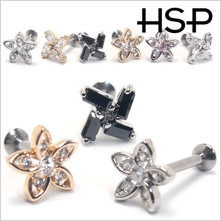 ボディピアス 16G フラワーCZ＆4プリンセスCZ | ピアス専門店HOMESLICEPRODUCTIONS | 詳細画像2 