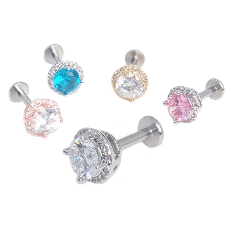 ボディピアス ラウンドプロングCZ インターナル | ピアス専門店HOMESLICEPRODUCTIONS | 詳細画像1 