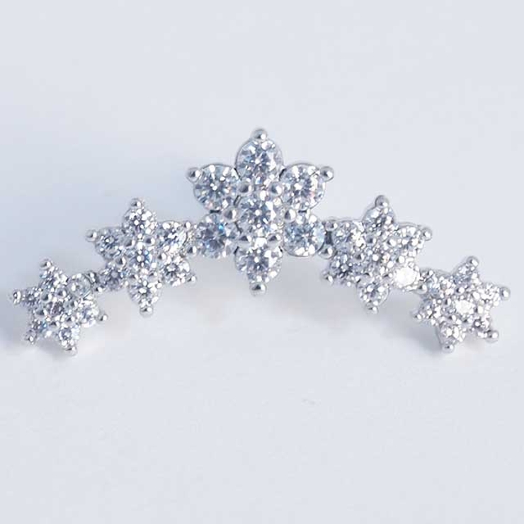 316Lサージカルステンレス 5ダブルティアード CZフラワー | ピアス専門店HOMESLICEPRODUCTIONS | 詳細画像4 