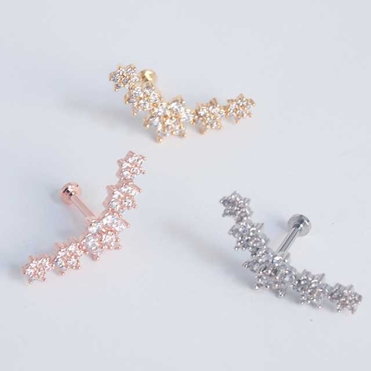 316Lサージカルステンレス 5ダブルティアード CZフラワー | ピアス専門店HOMESLICEPRODUCTIONS | 詳細画像8 