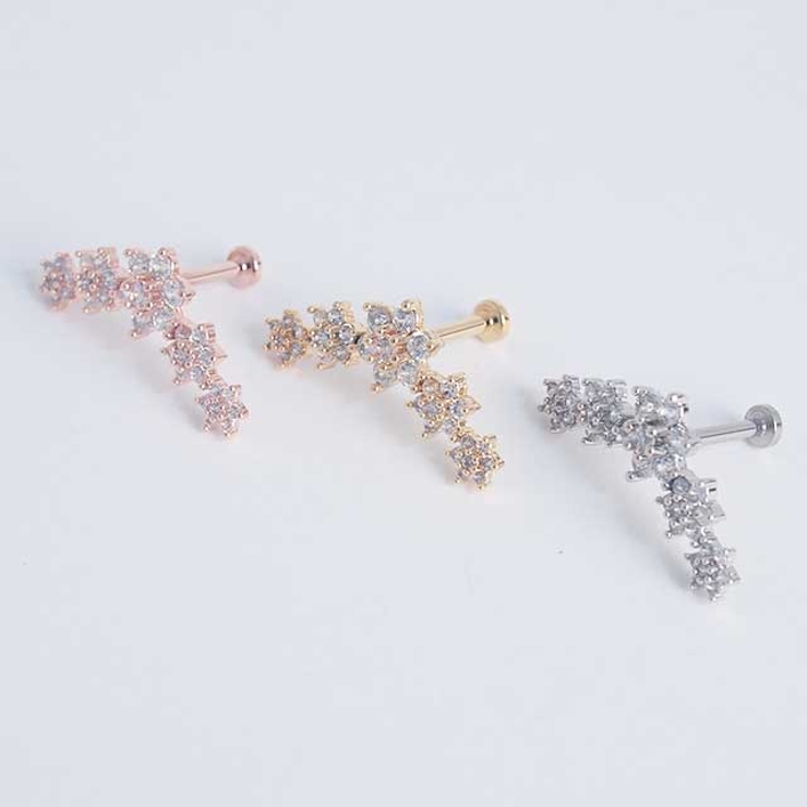 316Lサージカルステンレス 5ダブルティアード CZフラワー | ピアス専門店HOMESLICEPRODUCTIONS | 詳細画像9 