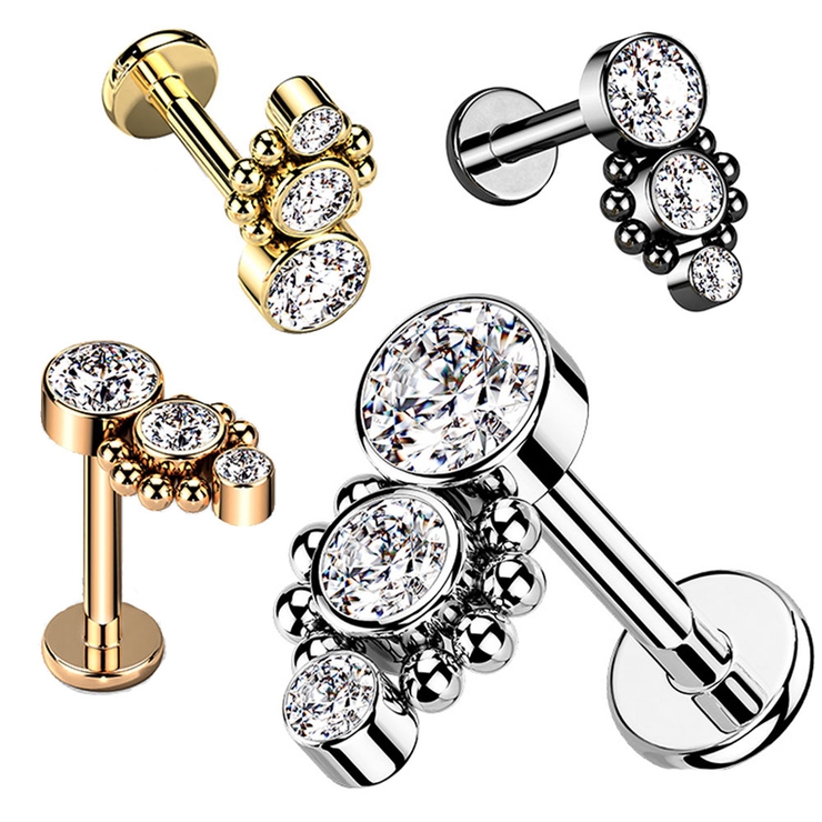 ボディピアス 16G トリプルジュエル | ピアス専門店HOMESLICEPRODUCTIONS | 詳細画像1 