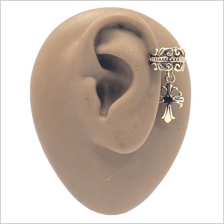 イヤーカフ セルティックハートウィズブラックCZクロスチャーム イヤーカフ | ピアス専門店HOMESLICEPRODUCTIONS | 詳細画像7 