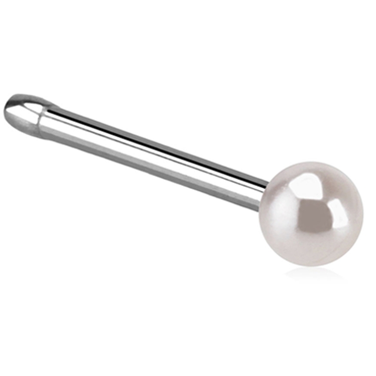 ピンク | 鼻ピアス パールコーティングボール ベンドノーズスタッド＆ノーズピン | ピアス専門店HOMESLICEPRODUCTIONS