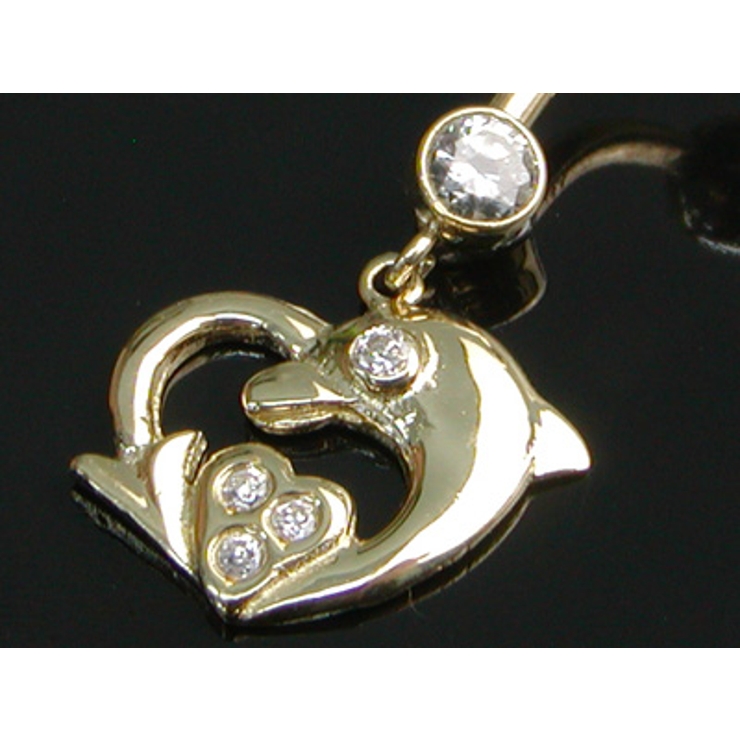 14K ドルフィンハート バナナバーベル【ボディピアス | ピアス専門店HOMESLICEPRODUCTIONS | 詳細画像3 