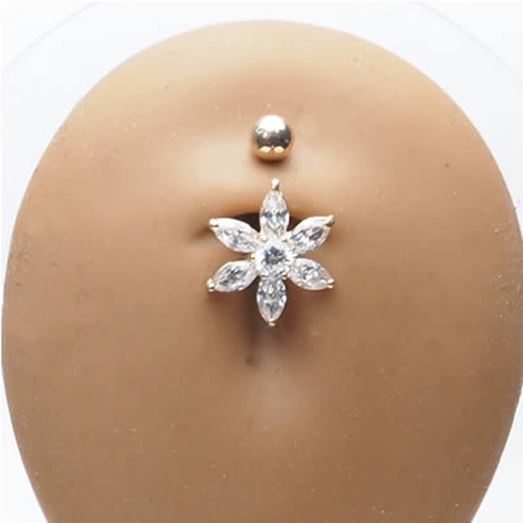 14K ジュエルフラワー バナナバーベル | ピアス専門店HOMESLICEPRODUCTIONS | 詳細画像3 