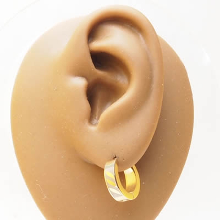 316Lサージカルステンレスゴールドフープピアス 3リーフ 1個売り | ピアス専門店HOMESLICEPRODUCTIONS | 詳細画像3 