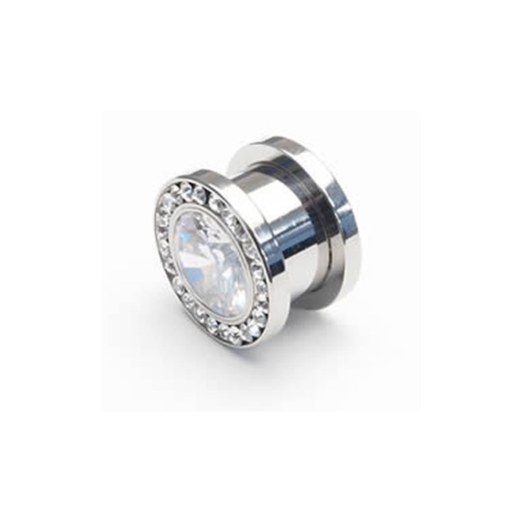ラウンドジュエル＆CZフレッシュトンネル 12mm【ボディピアス ボディーピアス | ピアス専門店HOMESLICEPRODUCTIONS | 詳細画像1 