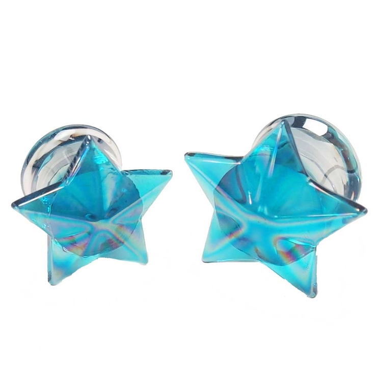 ボディピアス ブルーAB スターグラスプラグ | ピアス専門店HOMESLICEPRODUCTIONS | 詳細画像1 