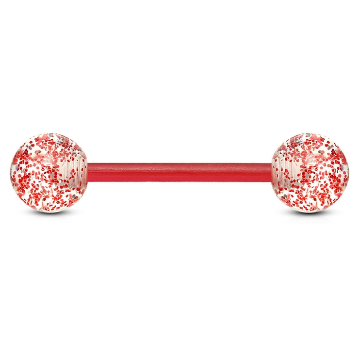 レッド | ボディピアス UVグリッターボール ストレートバーベル【ボディピアス | ピアス専門店HOMESLICEPRODUCTIONS