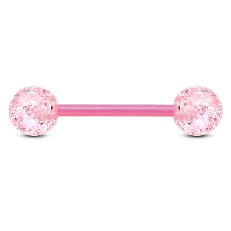 ピンク | ボディピアス UVグリッターボール ストレートバーベル【ボディピアス | ピアス専門店HOMESLICEPRODUCTIONS