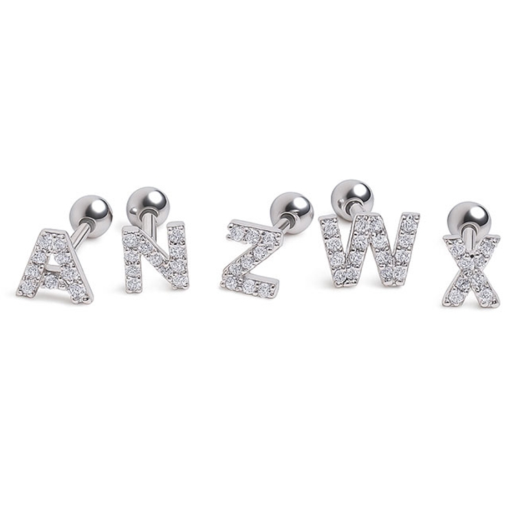 パヴェジュエル イニシャルロゴ(シルバー)ストレートバーベル【ボディピアス ボデ… | ピアス専門店HOMESLICEPRODUCTIONS | 詳細画像4 