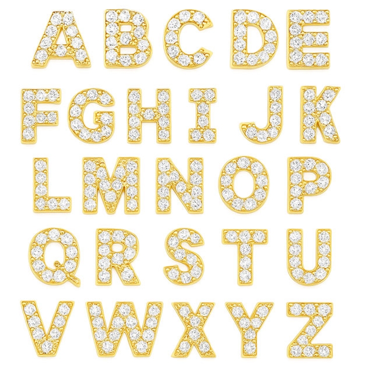 パヴェジュエル イニシャルロゴ(ゴールド)ストレートバーベル【ボディピアス ボデ… | ピアス専門店HOMESLICEPRODUCTIONS | 詳細画像2 